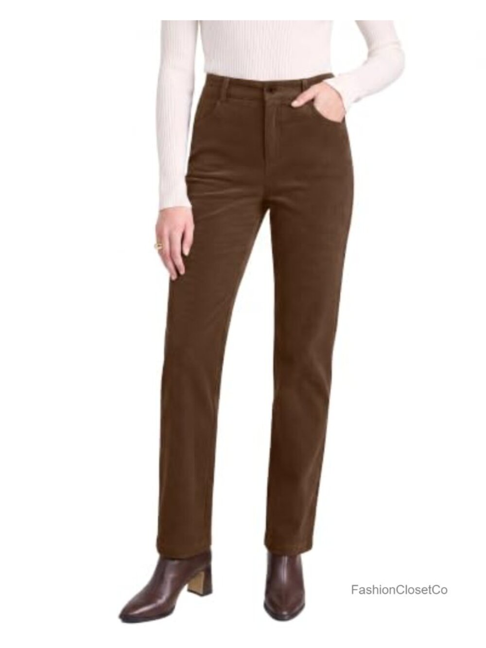 High Waisted Straight Leg Corduroy Pants Trousers